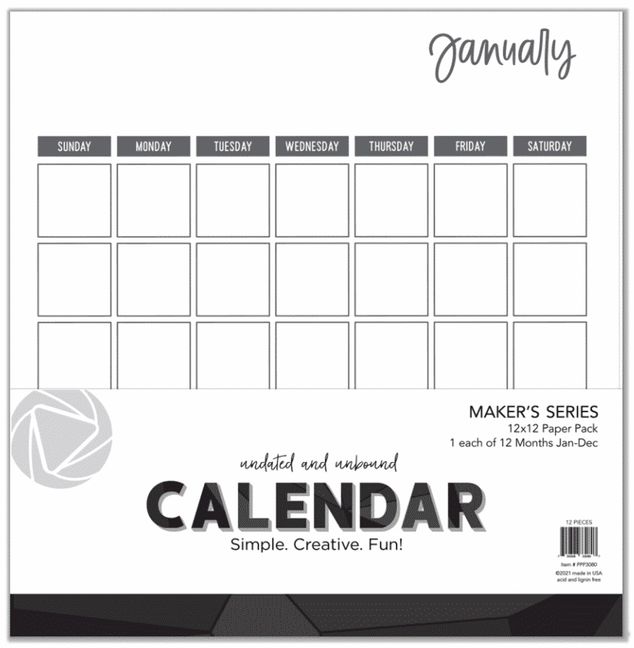 PhotoPlay Paper Makers Series 12"x12" Calendar Undated (Not Bound)